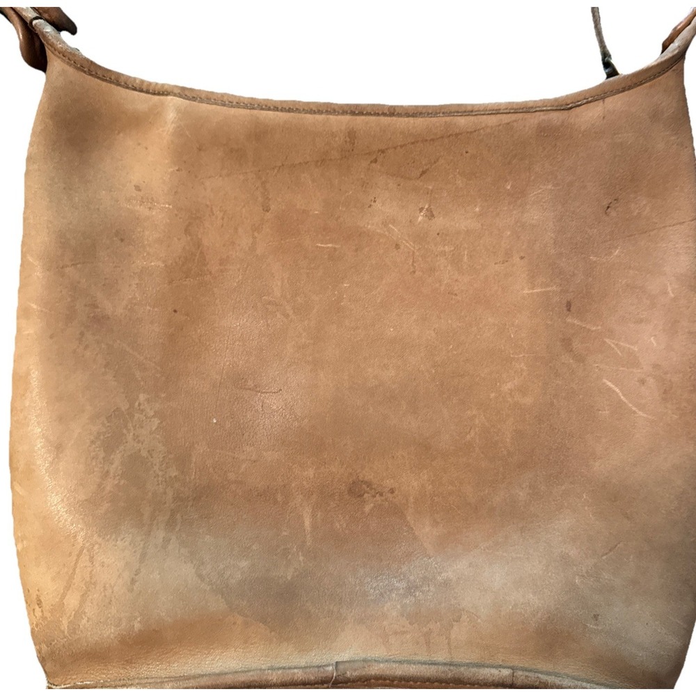 RARE Coach Purse NYC Vintage 80s Tan Leather Bag Brown Chunky Zipper - Picture 2 of 16